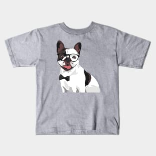 Hipster White and Brown French Bulldog T-Shirt for Dog Lovers Kids T-Shirt